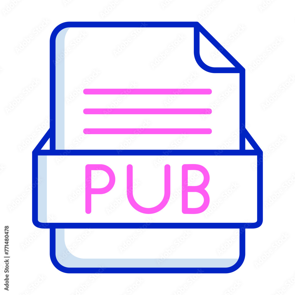 PUB File Format Vector Icon Design