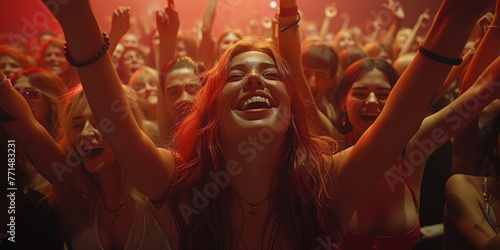 women happy at concert