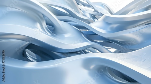 Blue and white abstract waves. 3D rendering. photo