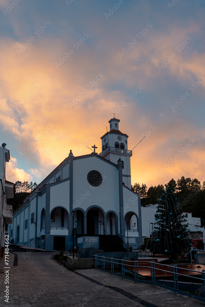 Fontanales Church at sunset. Gran Canarias. Canary islands. Spain