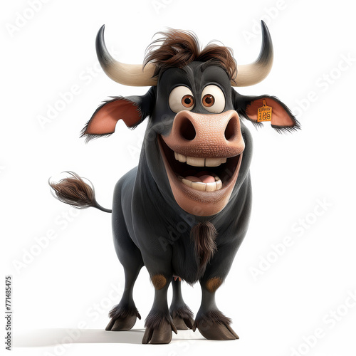 Funny bull smiling standing