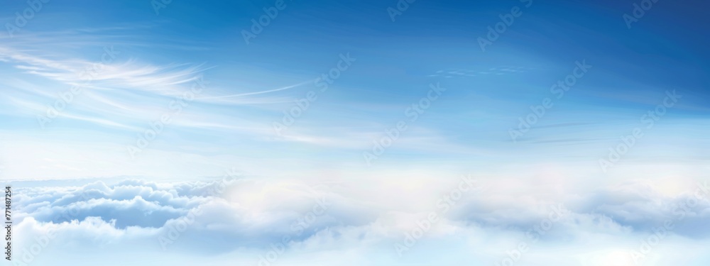 Beautiful bright blue sky with light white clouds, panorama. Beautiful bright blue sky with light white clouds, panorama.