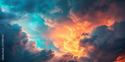 Amazing sunrise sky with dreamy clouds wallpaper  photo