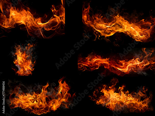 Realistic Fire flame use black background