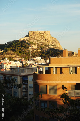 The view of Santa Barbara castle from San Fernando’s Castle, Alicante, Spain