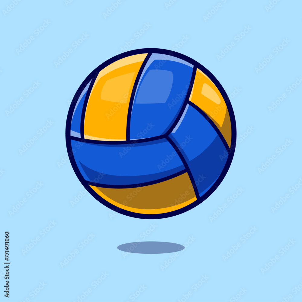 Yellow and Blue Volleyball Sports and Competition Vector Illustration.