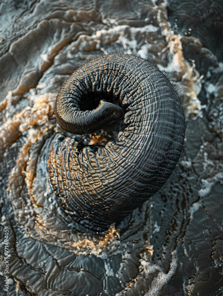 Fototapeta premium An elephants trunk gently swirling water
