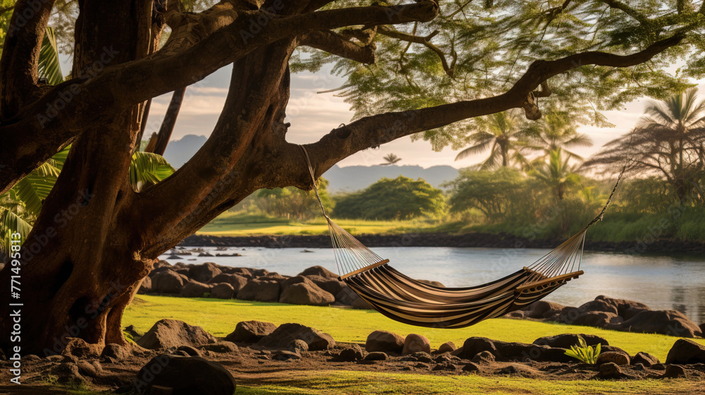 hammock on the tropical island.