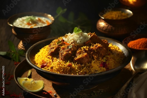 Mutton Biryani with Sauce North Indian Food