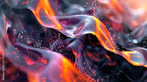 3D rendering of an abstract background with a flowing  liquid-like shape.