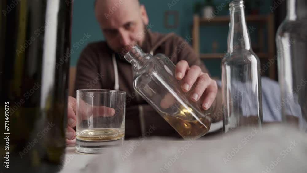 drunk man alcoholic drinking whiskey at home. Loneliness and stress. alcoholism, alcohol addiction drunk man alcoholic drinking whiskey at home. Loneliness and stress. alcoholism, alcohol addiction