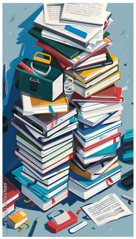 Stylized folders with documents in a vibrant, abstract setting. Organized data and management Stylized folders with documents in a vibrant, abstract setting. Organized data and management