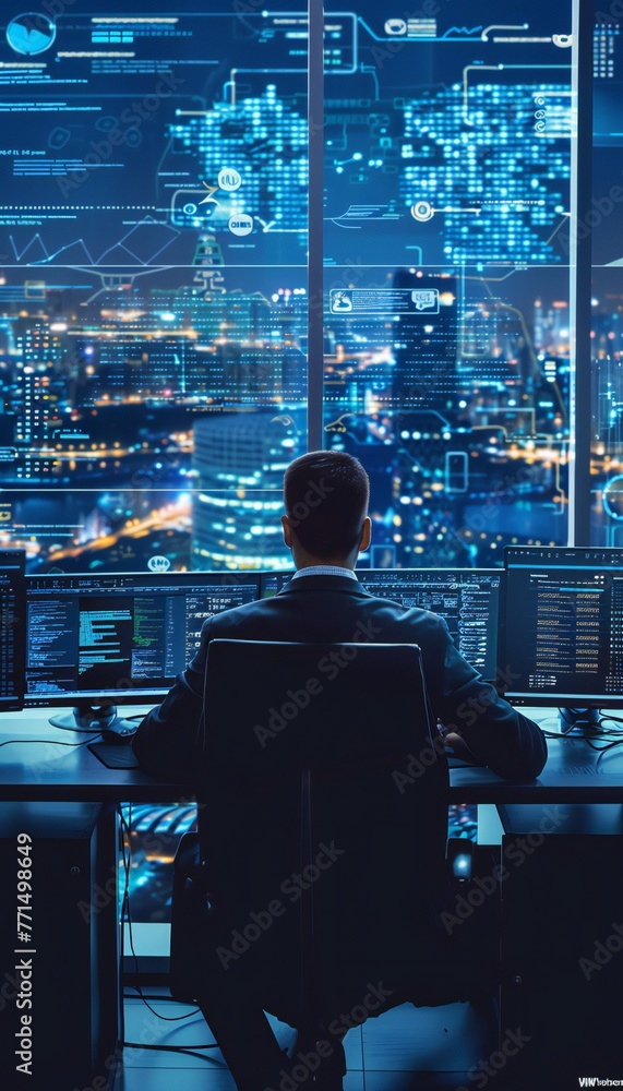 control center with global data analysis screens. Worldwide business and network monitoring control center with global data analysis screens. Worldwide business and network monitoring