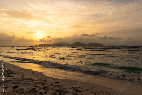 Sunset at Grand Anse  Praslin  Seychelles