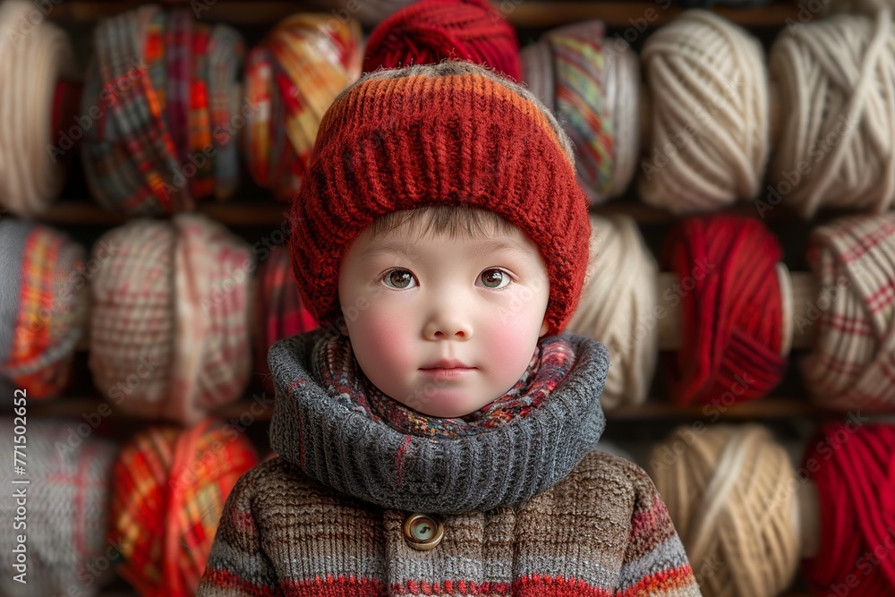 child in a knitted cap child in a knitted cap