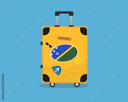 Suitcase or baggage with Solomon Island flag, holiday and vacation idea