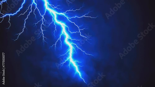 Blue Glowing Lightning Thunderbolt Graphic Element Loop Overlay