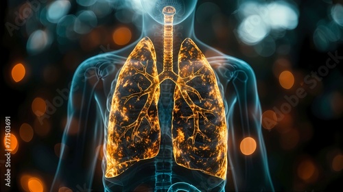 Human Lungs Anatomy with Glowing Details