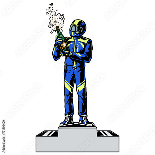 Motor racer champion sticker colorful