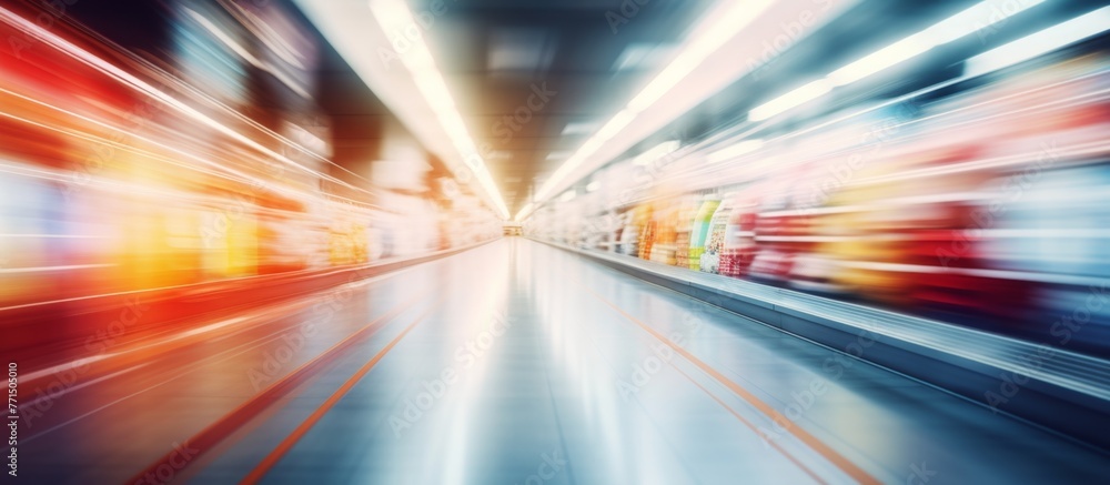 a blurry picture of a train going through a tunnel . High quality a blurry picture of a train going through a tunnel . High quality