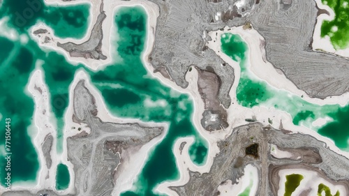 Aerial view of the vast expanse of salt lakes near Mangya Emerald Lake, Qinghai Province, China photo