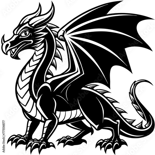  a red dragon on white background 