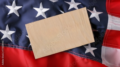 US presidential election. USA flag. wooden blank sign for text