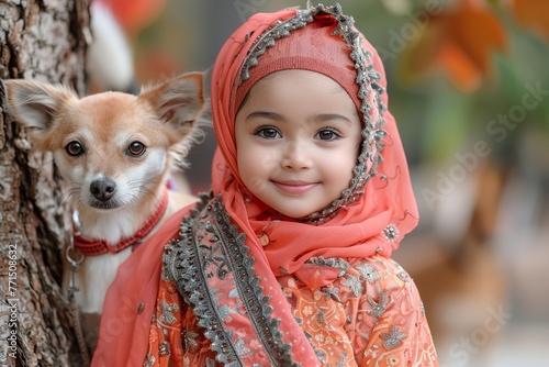 little child with a dog