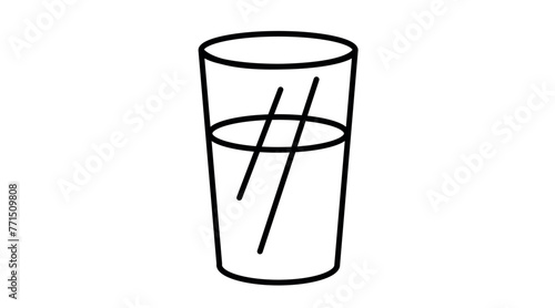 Water Glass Icon. Vector black and white isolated editable illustration