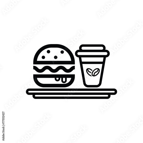burger and coffee line icon