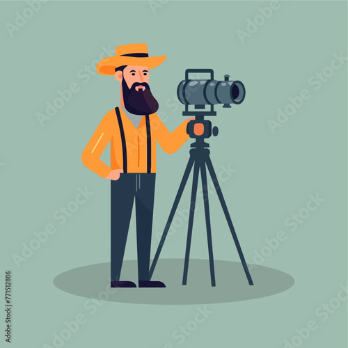 videographer at work flat vec...