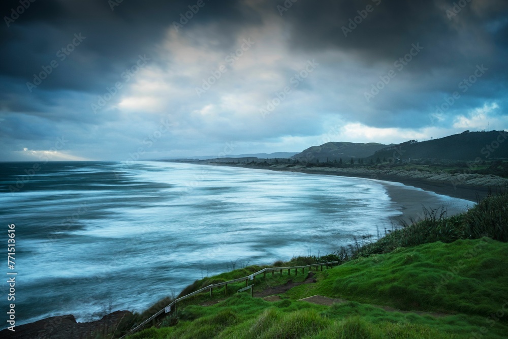 Muriwai beach looking north during winter Muriwai beach looking north during winter