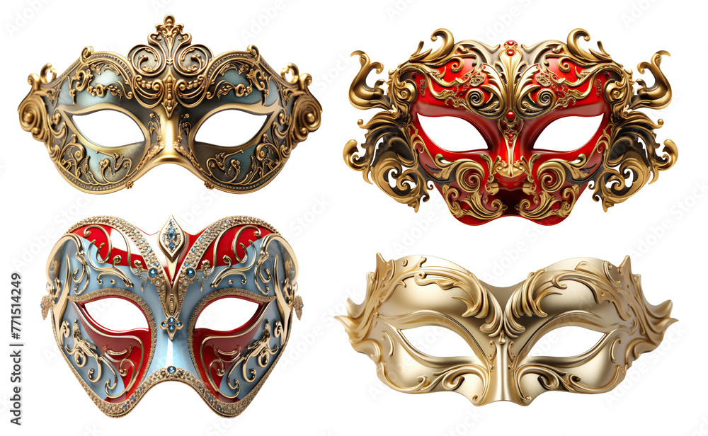 Set of opera carnival masks, cut out