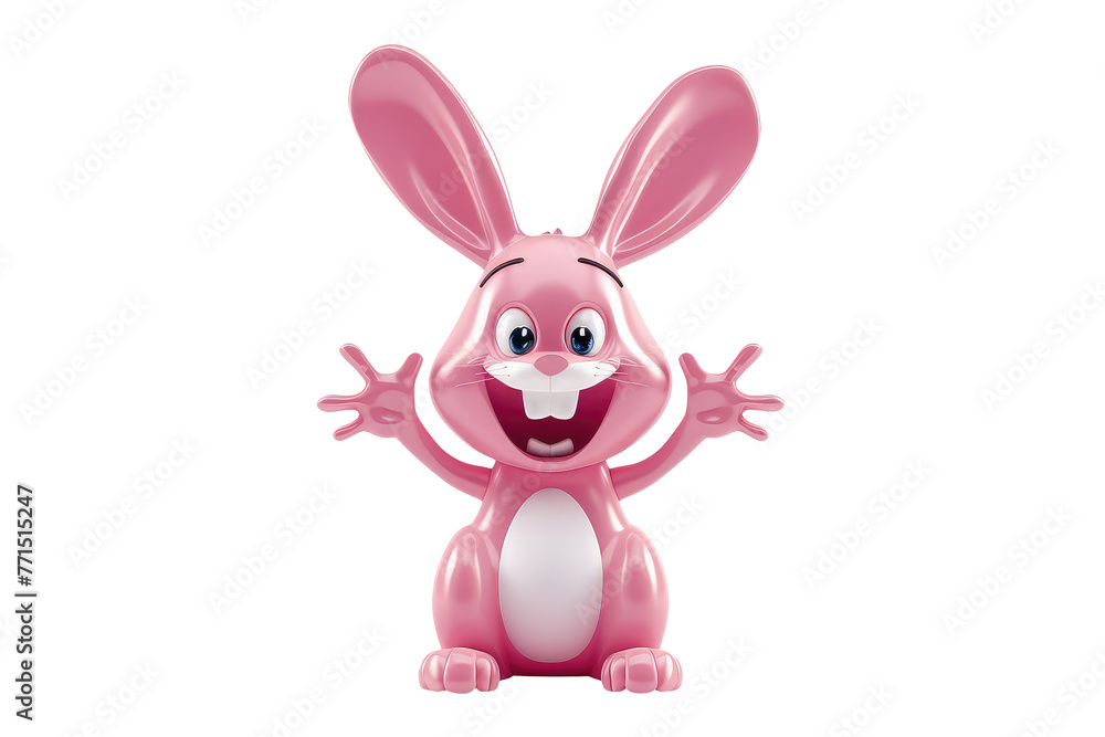 Cute cartoon pink bunny character isolated on white background, clipart, cutout. Png with transparent background. 3d smiling hare. Cute cartoon pink bunny character isolated on white background, clipart, cutout. Png with transparent background. 3d smiling hare.