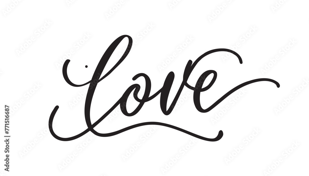 LOVE. Continuous line script cursive text love. Lettering vector illustration