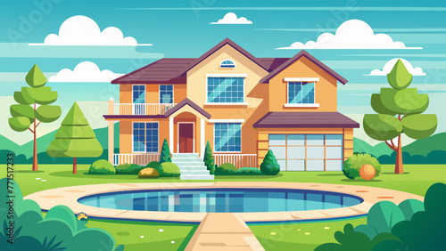 a side view of a spacious two story family home w