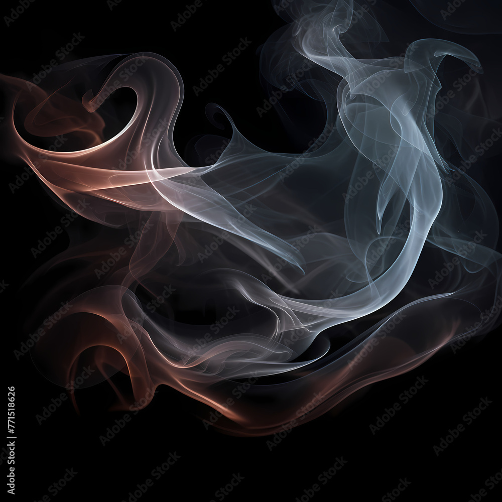 Abstract swirls of smoke against a dark background 