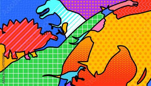 Abstract dinosaur pattern. Creative cartoon dinosaurs for banner or textiles