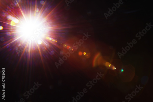 Abstract Natural Sun flare on the black background
