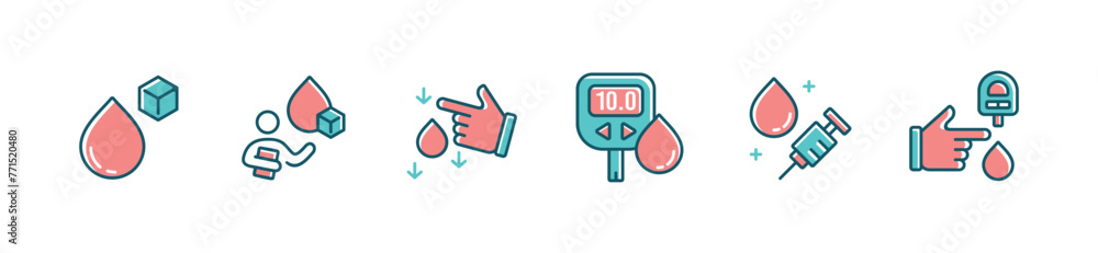 glucose measurement diabetes icon set blood sugar health check monitoring vector illustration for web and app glucose measurement diabetes icon set blood sugar health check monitoring vector illustration for web and app