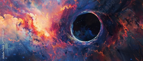 A black hole's edge, where reality fractures and visions of parallel universes merge photo