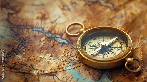 A compass resting on an ancient map, symbolizing guidance, vision, and the journey of leadership