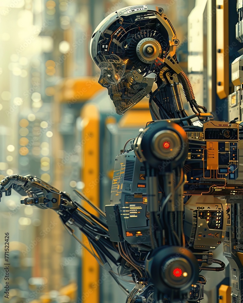 Fototapeta premium A detailed view of an industrial robot programming interface, emphasizing the role of software in automated production lines