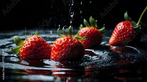floating strawberry