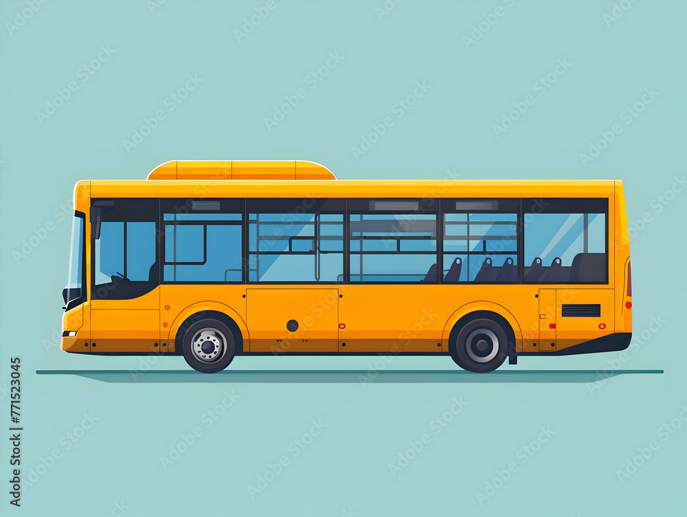 Flat illustration of the old yellow bus. High-resolution Flat illustration of the old yellow bus. High-resolution