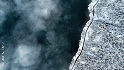 Konstfotografi Beautiful aerial view of forest during winter