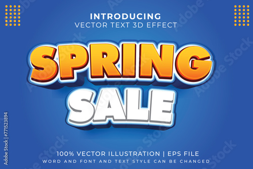 Customizable 3D text effect - Spring Sale cartoon style 3D premium vector