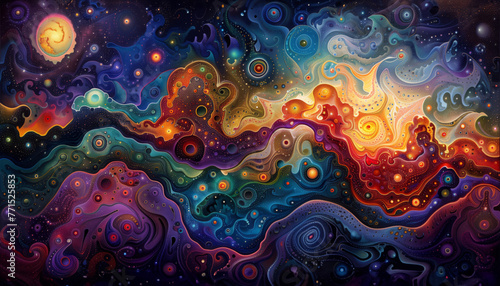 Psychedelic Cosmic Voyage through a Colorful Nebula.