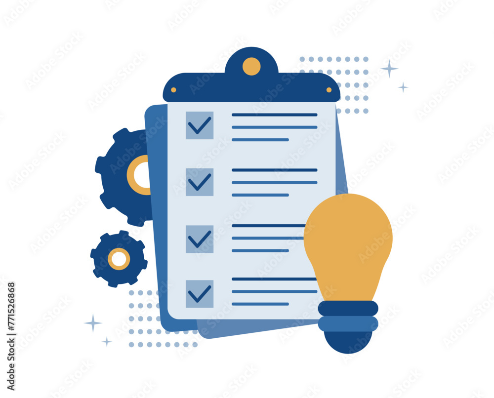 Review of the best standards and performance reviews. Checklist and checkmark Vector illustration. Review of the best standards and performance reviews. Checklist and checkmark Vector illustration.