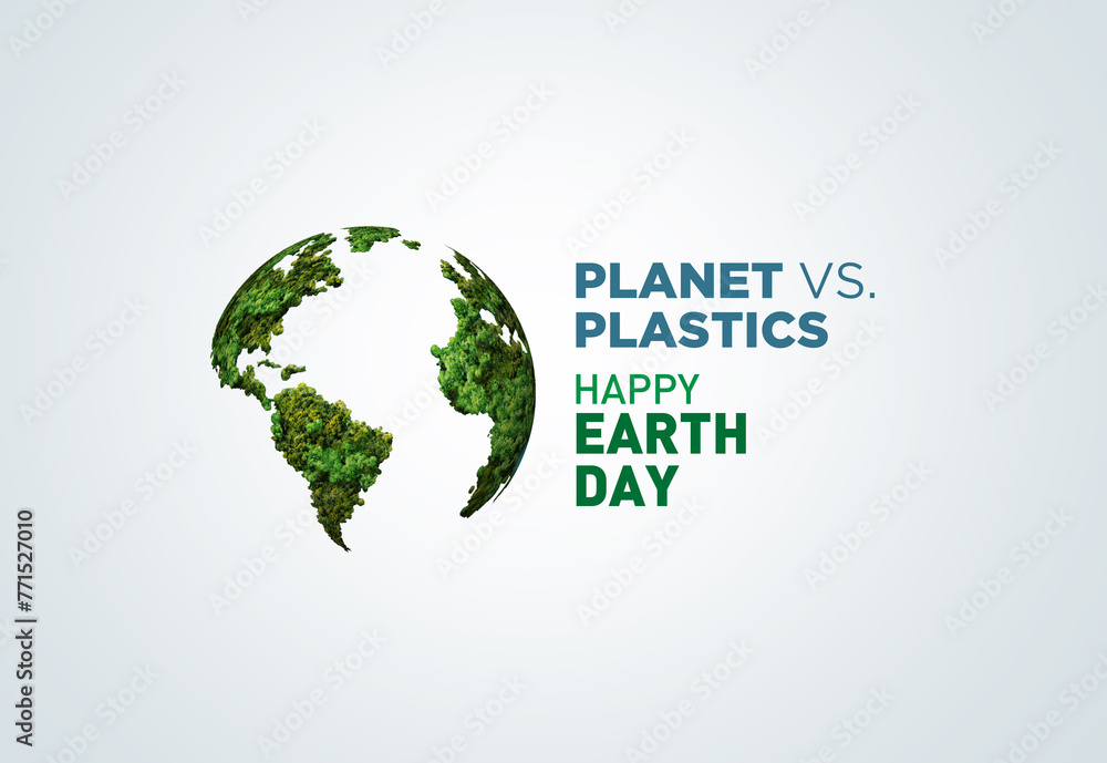 Planet vs. Plastics , Earth day 2024 concept 3d tree background. Ecology concept. Design with globe map drawing and leaves isolated on white background. Planet vs. Plastics , Earth day 2024 concept 3d tree background. Ecology concept. Design with globe map drawing and leaves isolated on white background.